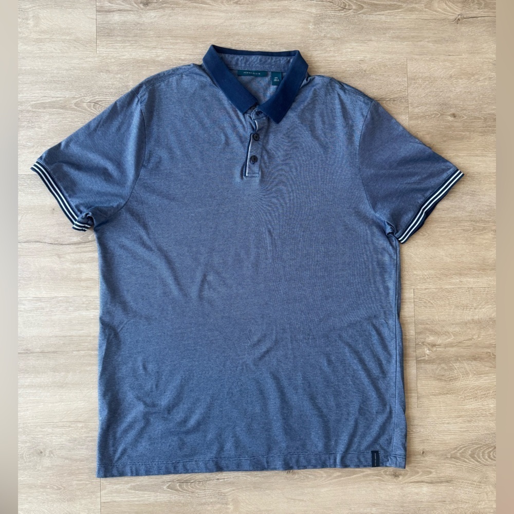 Perry Ellis Blue Polo Collared Shirt Cotton SZ XXL